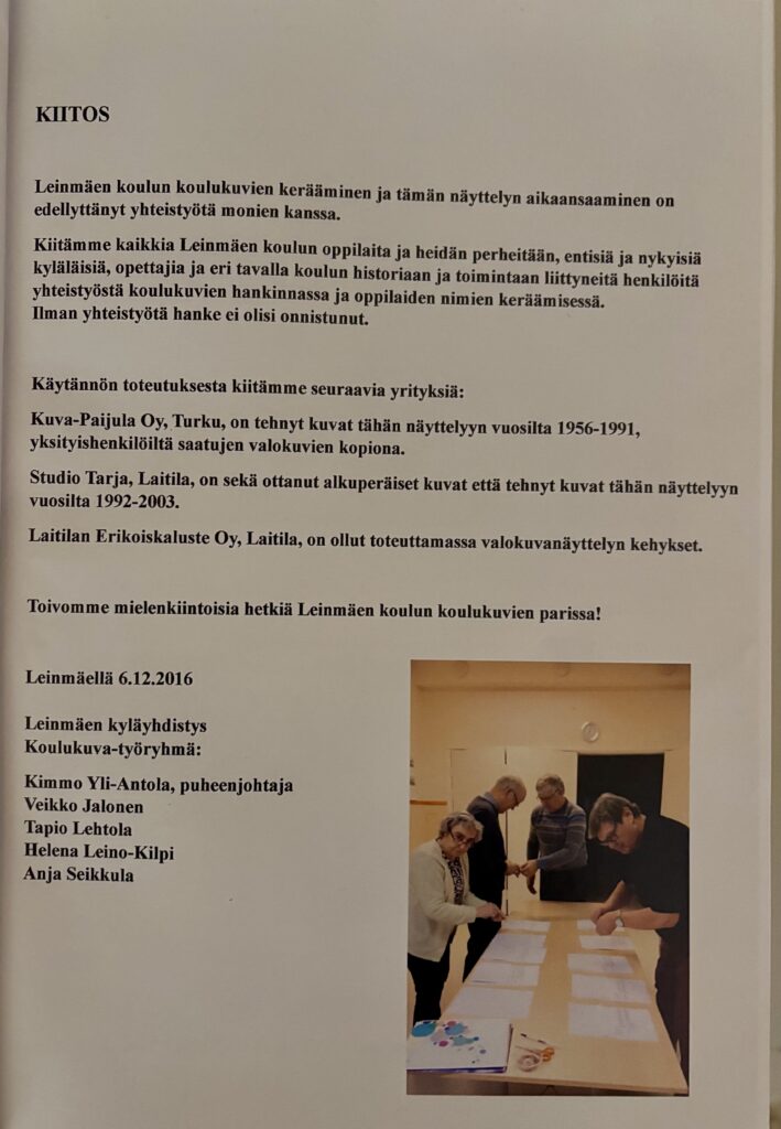 Leinmäen kyläyhdistyksen koulukuvat saatavana kuvakirjana.